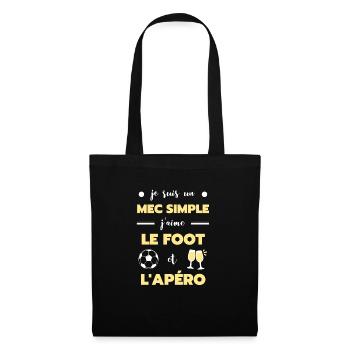 mec simple foot apéro humour football homme drole - Sac en tissu - noir - Devant