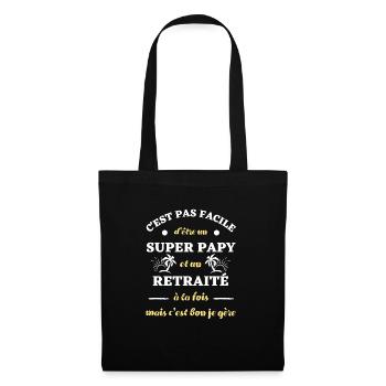 papy retraite humour fête des grands pères cadeau - Sac en tissu - noir - Devant