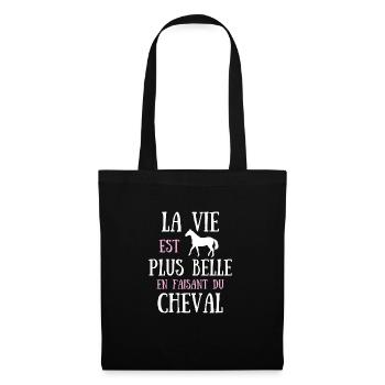 Cheval femme vie plus belle humour fille cadeau - Sac en tissu - noir - Devant