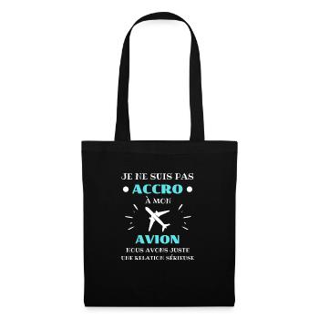 accro avion humour pilote d'avion idée cadeau - Sac en tissu - noir - Devant