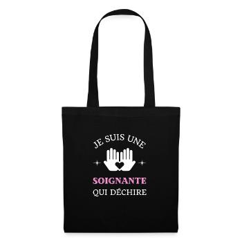 aide soignante qui déchire femme idée cadeau drole - Sac en tissu - noir - Devant