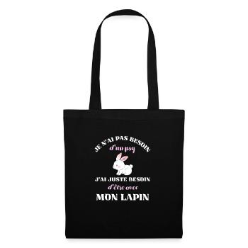 besoin psy lapin femme humour idée cadeau fille - Sac en tissu - noir - Devant