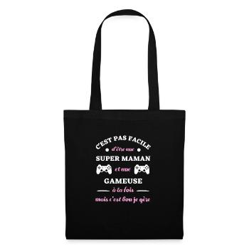 maman gameuse humour geek femme idée cadeau gaming - Sac en tissu - noir - Devant