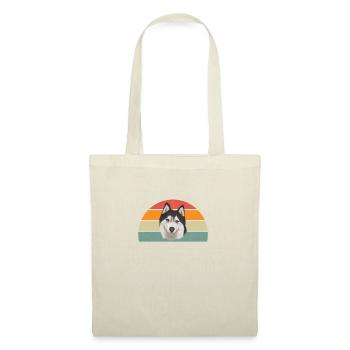 Vintage Husky Mann Retro Hund Frau - Stoffbeutel - Natur - Vorne