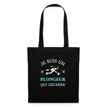plongeur qui déchire humour plongée sous marine - Sac en tissu - noir - Devant