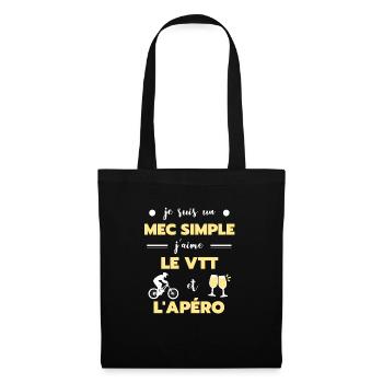 mec simple vtt apéro humour vététiste homme rigolo - Sac en tissu - noir - Devant