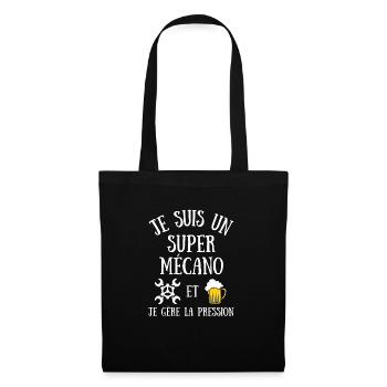 super mécano pression humour mécanicien homme - Sac en tissu - noir - Devant