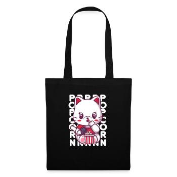 Cat Eating Popcorn - Tote Bag - black - Front