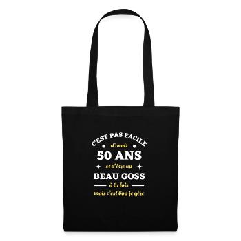 50 ans homme idée cadeau anniversaire beau goss - Sac en tissu - noir - Devant