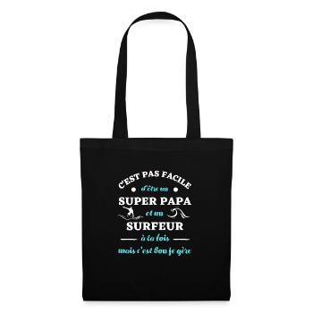 super papa surfeur homme humour surfer surf cadeau - Sac en tissu - noir - Devant