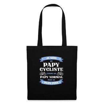 papy cycliste homme humour vélo idée cadeau papi - Sac en tissu - noir - Devant