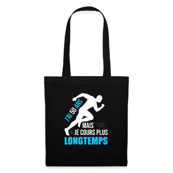Coureur 50 ans Running Papa Papi Cadeau - Sac en tissu - noir - Devant