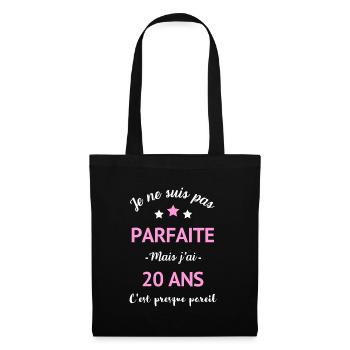 Anniversaire femme 20 ans humour - Sac en tissu - noir - Devant