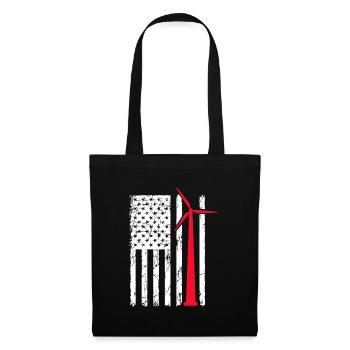usa flag wind turbine Design for a usa enthusiast - Stoffbeutel - Schwarz - Vorne