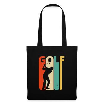 Vintage Retro Golf Geschenke für Golfer. Golfspieler - Stoffbeutel - Schwarz - Vorne
