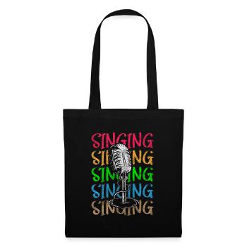 Musique, Chanteur, Chant, Chant - Sac en tissu - noir - Devant