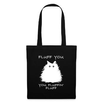 Flausch dich, du flauschiger Flaum | Katze, Tiere - Stoffbeutel - Schwarz - Vorne