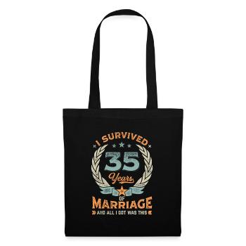 I Survived 35 Years Of Marriage - Stoffbeutel - Schwarz - Vorne