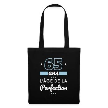Anniversaire 65 ans - 65 ans âge de la perfection - Sac en tissu - noir - Devant