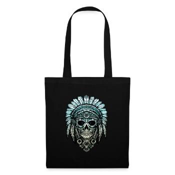 Indian skull chief feathers feather headdress - Tote Bag - black - Front