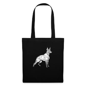 Dessin au trait chien fond blanc - Sac en tissu - noir - Devant