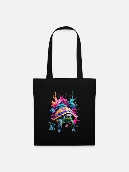 Schildkröte Cool Cool In Buntem und Coolem Design - Stoffbeutel - Schwarz