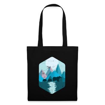 Montagnes géométriques | Nature ours forêt animaux sauvages - Sac en tissu - noir - Devant