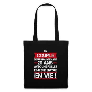 cadeau marrant pour couple 20 ans | phrase drôle - Sac en tissu - noir - Devant