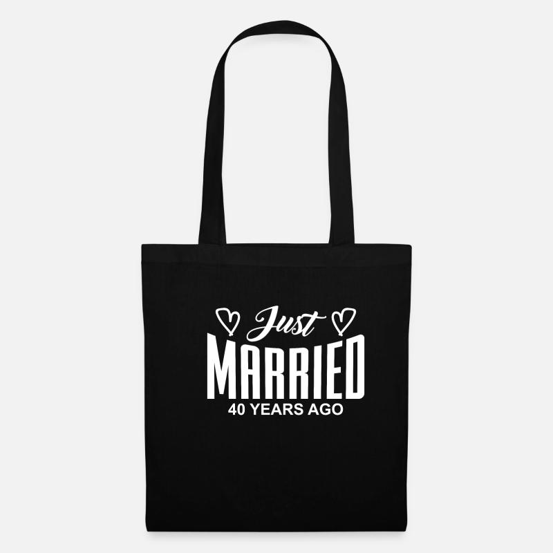 Just Married 40 Years Ago T-Shirt Geschenk - Stoffbeutel - Schwarz