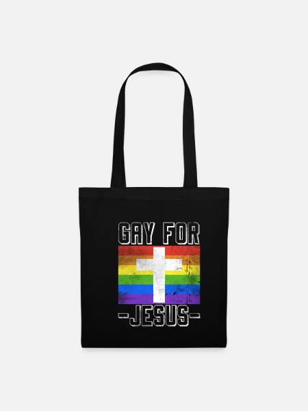 Gay For Jesus LGBT Flagge Glaube - Stoffbeutel - Schwarz