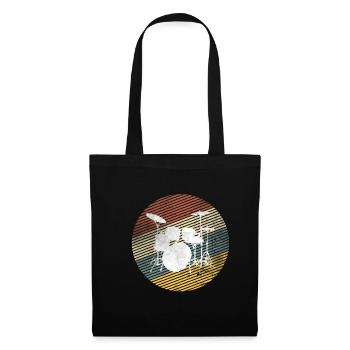 Batteur de batteur rétro vintage - Sac en tissu - noir - Devant