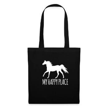 My Happy Place Pferde Reiter T-Shirt - Stoffbeutel - Schwarz - Vorne