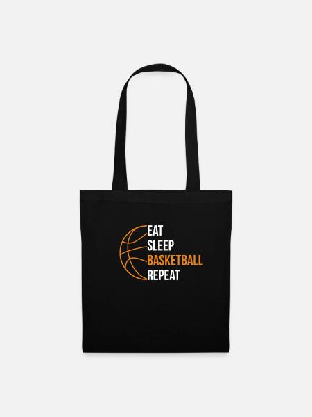 Eat Sleep Basketball Repeat T-Shirt Geschenk - Stoffbeutel - Schwarz