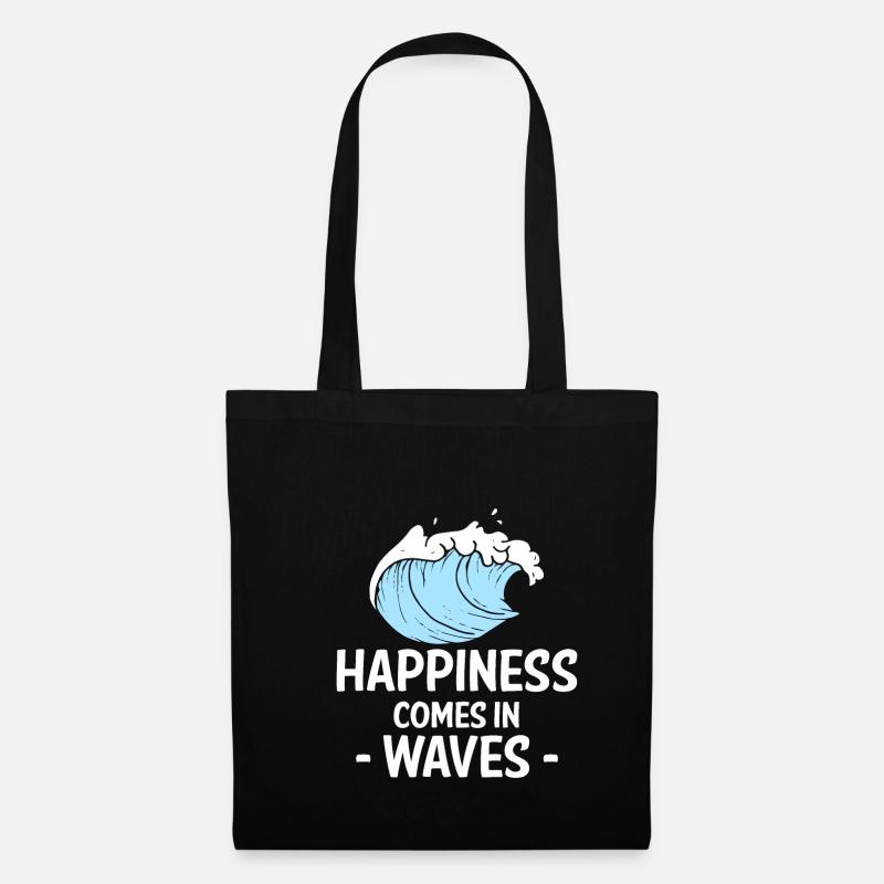 Happiness Comes In Waves Kitsurfer Shirt - Stoffbeutel - Schwarz