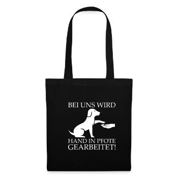 Bei Uns Wird Hand In Pfote Gearbeitet Hundetrainer - Stoffbeutel - Schwarz - Vorne