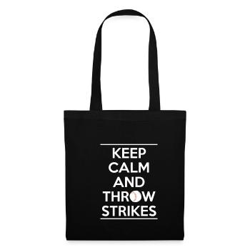Restez calme et lancez des frappes Chemise baseball - Sac en tissu - noir - Devant