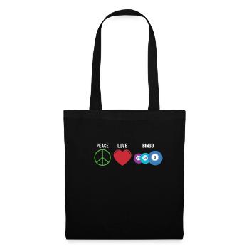 Peace Love Bingo Shirt Geschenk - Stoffbeutel - Schwarz - Vorne