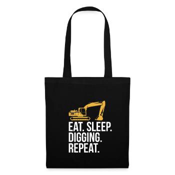 Manger dormir creuser Répéter Excavatrice Chemise de conducteur - Sac en tissu - noir - Devant
