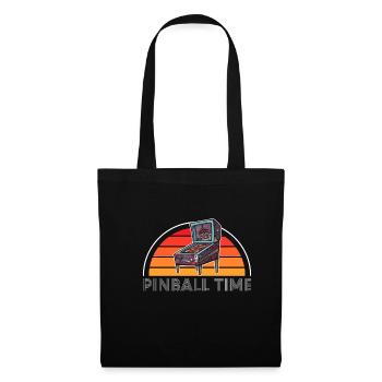 Vintage Retro Pinball Time Flipperautomat - Stoffbeutel - Schwarz - Vorne