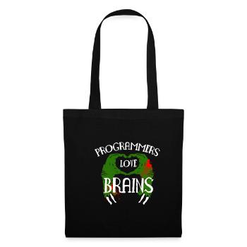 Programmer Love Brains Shirt - Stoffbeutel - Schwarz - Vorne