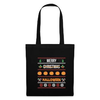 Merry Christmas ... Halloween Shirt Geschenk - Stoffbeutel - Schwarz - Vorne