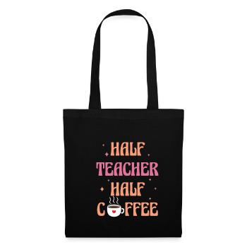 Demi-café Moitié cadeau de chemise d’enseignant - Sac en tissu - noir - Devant