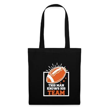 This Man Knows His Team Shirt Football Geschenk - Stoffbeutel - Schwarz - Vorne