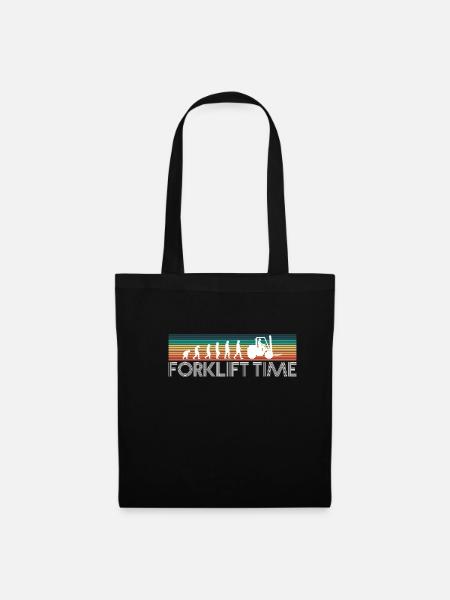 Forklift Time Vintage Retro Shirt - Stoffbeutel - Schwarz