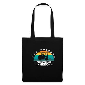 Dad Husband Forklift Driver Hero Shirt Gift - Tote Bag - black - Front