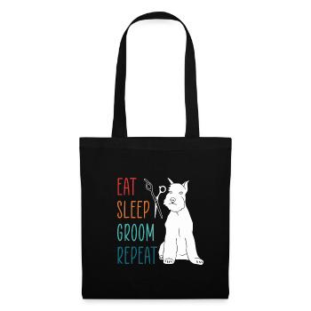 Manger Sommeil Groom Repeat Shirt Chien Coiffeur - Sac en tissu - noir - Devant