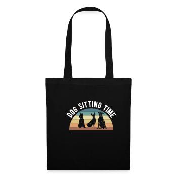 Dog Sitting Time Shirt Geschenk Hunde Sitter - Stoffbeutel - Schwarz - Vorne
