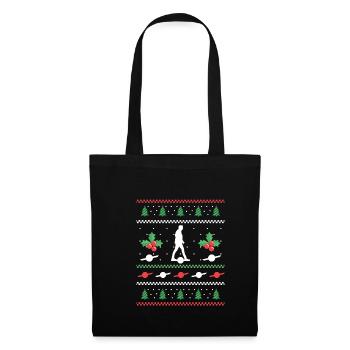 Chemise moche de Noël à une roue cadeau de Noël - Sac en tissu - noir - Devant