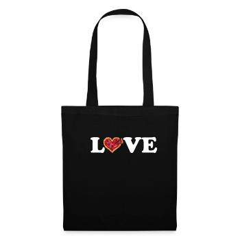 Love Pizza Shirt Geschenk - Stoffbeutel - Schwarz - Vorne