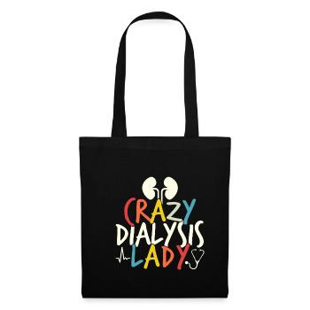 Cadeau de chemise Crazy Dialysis Lady - Sac en tissu - noir - Devant